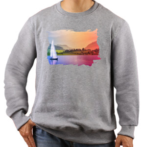 Jaket Sweater Kaos Pemandangan Alam - Perahu Layar di Danau