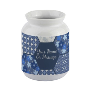 Mug Vela Unik Custom Nama Motif Perca Biru