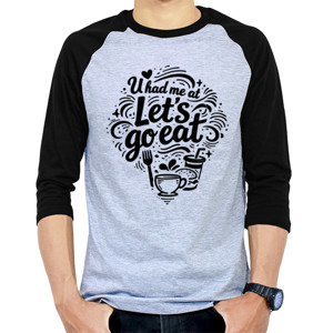 Kaos Raglan Valentine Love Food Typography