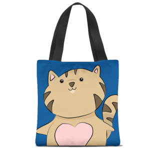 Tas Tote Fullprint Kucing yang menggemaskan