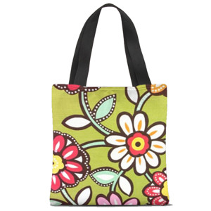 Tas Tote Fullprint Bentuk bunga