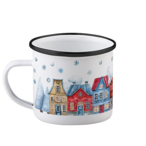 Mug Enamel Winter Houses