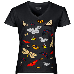 Kaos pola kupu-kupu berwarna-warni