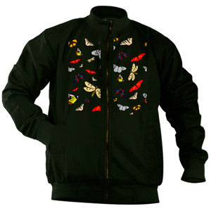 Jaket Bomber pola kupu-kupu berwarna-warni