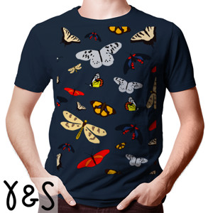 Kaos pola kupu-kupu berwarna-warni