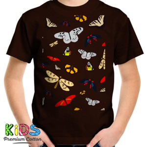 Kaos pola kupu-kupu berwarna-warni