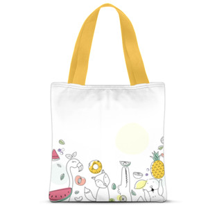 Tas Tote Fullprint tropical 07 flaminggo totebag