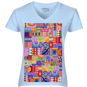 Kaos Wanita V Neck Tribal Ethnic
