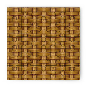 Puzzle Anyaman Bambu Seni Cetak Kayu Tradisional Modern