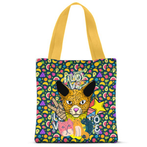 Tas Tote Fullprint fruity cat tote