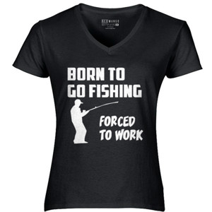 Kaos Born to Go Fishing Forced To Work Mens Funny