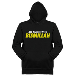 Jaket Hoodie Kaos Muslim All Starts With Bismillah