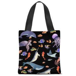 Tas Tote Fullprint Dark sea world