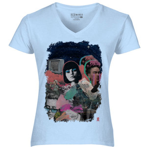 Kaos Kolase Retro V-Neck