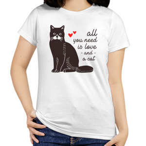 Kaos ALL YOU NEED IS LOVE AND A CAT