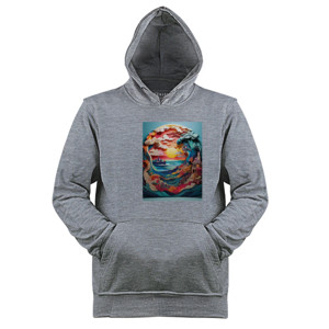 Jaket Hoodie Colorful dreamscape with ocean and sunset all made