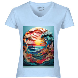 Kaos Colorful dreamscape with ocean and sunset all made