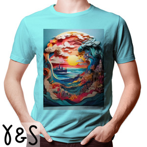 Kaos Colorful dreamscape with ocean and sunset all made