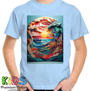 Kaos Colorful dreamscape with ocean and sunset all made