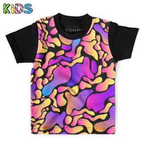 Kaos Anak Full-Print Baju Kaos Anak Psychedelic colorful