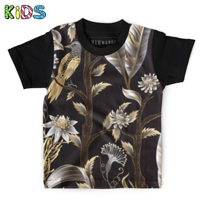 Kaos Anak Full-Print Seamless pattern with golden and metallic