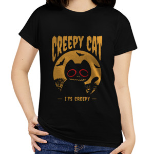 Kaos Halloween Creepy cat