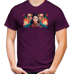 Kaos Elegant Girl in Indonesian Batik - Kaos Batik Pria