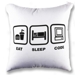 Bantal Eat Sleep Code Putih
