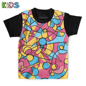Kaos Anak Full-Print Garis Abstrak 4