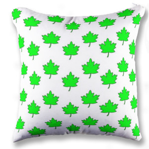 Bantal Sofa Pola Daun Background Putih Customic47