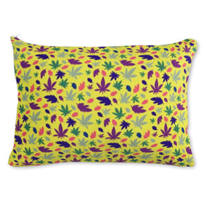 Bantal Cannabis Yellow Background Pattern Vector