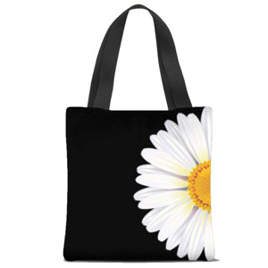 Tas Tote Fullprint bunga putih