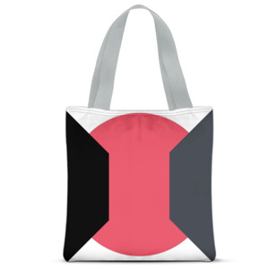 Tas Tote Fullprint Bulat Merah Diapit Hitam