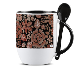 Mug Sendok Premium Hitam Marroni Dasar Hitam