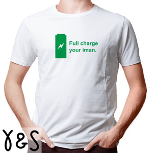 Kaos putih full charge your iman