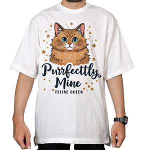 Kaos Oversize Kaos Kucing Lucu Purrfectly Mine Feline Queen