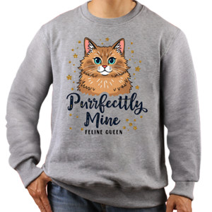Jaket Sweater Kaos Kucing Lucu Purrfectly Mine Feline Queen