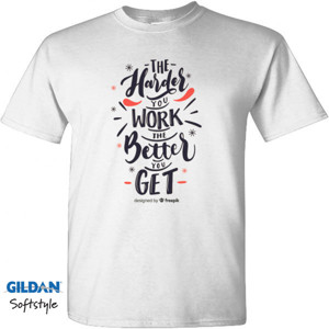 Kaos Gildan Soft Style Harder Work
