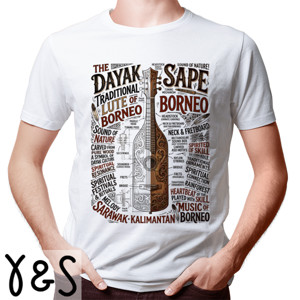 Kaos Kaos Custom Suku Dayak Sape Kalimantan Borneo