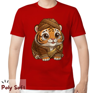 Kaos Kaos Macan Blangkon Poly Soft Red Kids