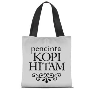 Tas Tote Fullprint kopi, kaos kopi, pencinta kopi hitam, pencinta kop