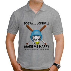 Kaos Polo Dog And Softball Make Me Happy - 2