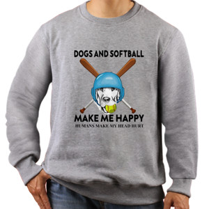 Jaket Sweater Dog And Softball Make Me Happy - 2