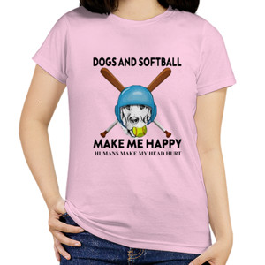 Kaos Dog And Softball Make Me Happy - 2