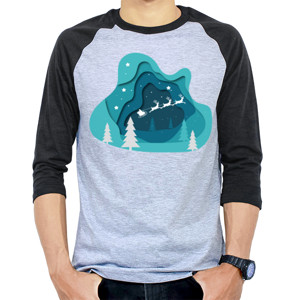 Kaos Raglan kereta santa & rusa kutub