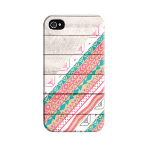 Pattern Coral Teal Chevron Wood Phonecase Casing HP