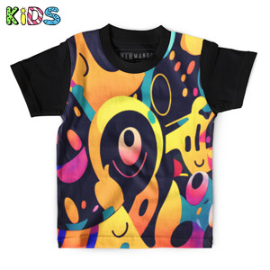 Kaos Anak Full-Print Abstrak Warna 1
