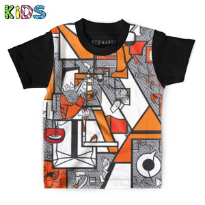 Kaos Anak Full-Print Garis Abstrak 16
