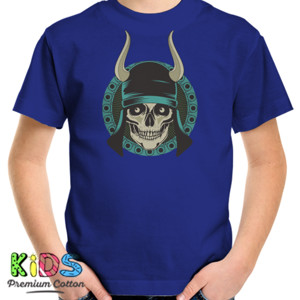Kaos Samurai SkullT-Shirt 100% Cotton Combed, Premium Q