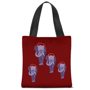 Tas Tote Fullprint tote bag 4 elephant - gajah style